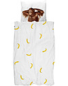 Snurk Bedding Set Duvet Cover and Pillowcase, Banana Monkey - Single Bed 140 x 200/220 cm - 100% Cotton Duvet Sets