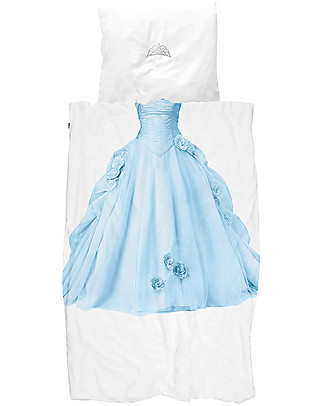 Snurk Bedding Set Duvet Cover and Pillowcase, Blue Princess - Single Bed 140 x 200/220 cm - 100% Cotton Duvet Sets