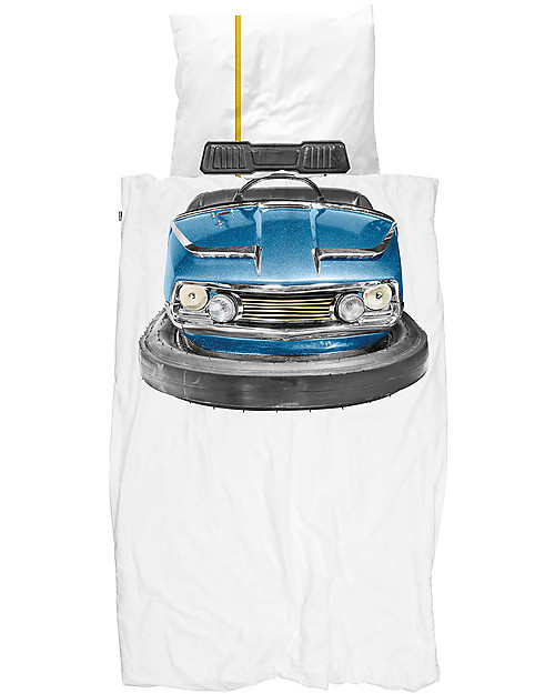 Snurk Bedding Set Duvet Cover and Pillowcase, Bumper Car - Single Bed 140 x 200/220 cm - 100% Cotton Duvet Sets
