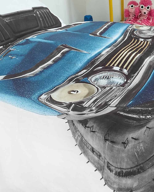Snurk Bedding Set Duvet Cover and Pillowcase, Bumper Car - Single Bed 140 x 200/220 cm - 100% Cotton Duvet Sets
