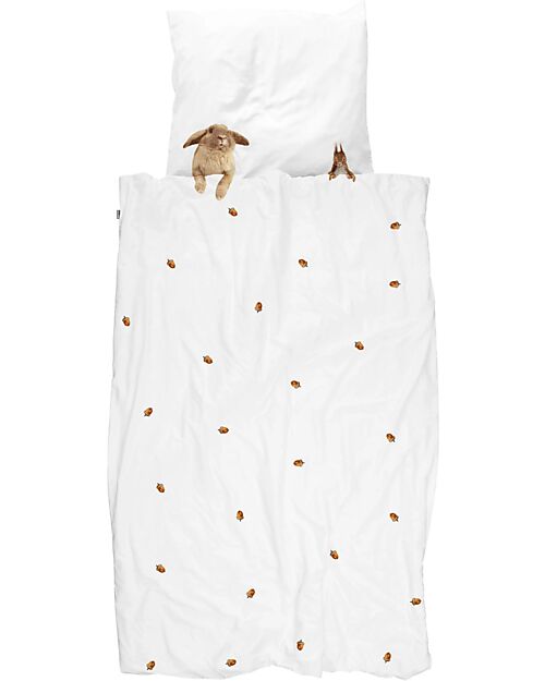 Snurk Bedding Set Duvet Cover and Pillowcase - Furry Friends - Queen Bed 200 x 200/240 cm - 100% Cotton Duvet Sets