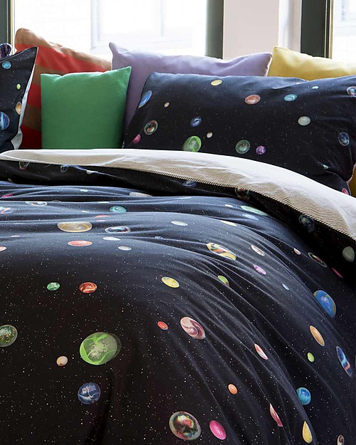 Snurk Bedding Set Duvet Cover and Pillowcase, Marble Universe - Single Bed 140 x 200/220 cm - 100% Cotton Duvet Sets