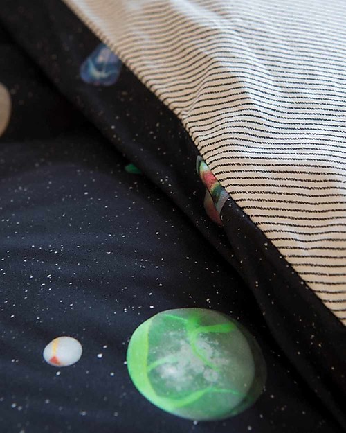 Snurk Bedding Set Duvet Cover and Pillowcase, Marble Universe - Single Bed 140 x 200/220 cm - 100% Cotton Duvet Sets