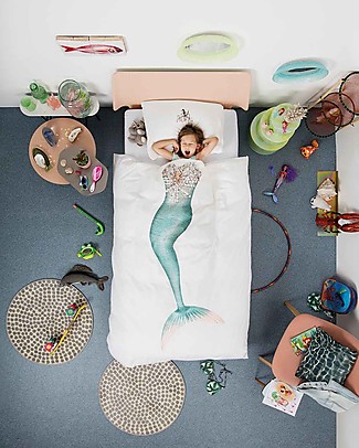 Snurk Bedding Set Duvet Cover and Pillowcase, Mermaid - Single Bed 140 x 200/220 cm - 100% Cotton null