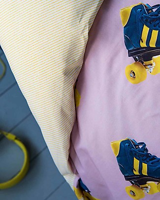 Snurk Bedding Set Duvet Cover and Pillowcase, Rollerskate- Single Bed 140 x 200/220 cm - 100% Cotton Blankets