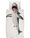 Snurk Bedding Set Duvet Cover and Pillowcase, Shark - Single Bed 140 x 200/220 cm - 100% Cotton Duvet Sets