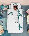 Snurk Bedding Set Duvet Cover and Pillowcase, Shark - Single Bed 140 x 200/220 cm - 100% Cotton Duvet Sets