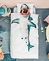 Snurk Bedding Set Duvet Cover and Pillowcase, Shark - Single Bed 140 x 200/220 cm - 100% Cotton Duvet Sets