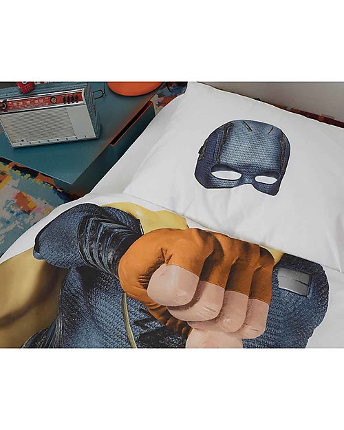 Snurk Bedding Set Duvet Cover and Pillowcase, Superhero - Single Bed 140 x 200/220 cm - 100% Cotton Duvet Sets
