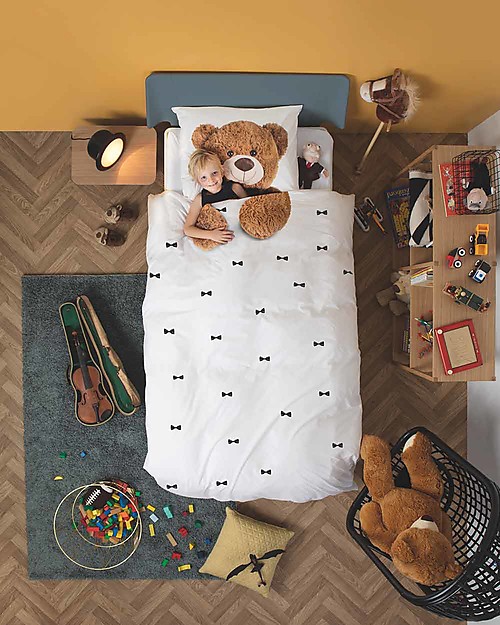 Snurk Bedding Set Duvet Cover and Pillowcase Teddy Single Bed 140 x 200 220 cm 100 Cotton unisex bambini