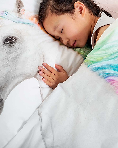 Snurk Bedding Set Duvet Cover and Pillowcase, Unicorn - Single Bed 140 x 200/220 cm - 100% Cotton Duvet Sets