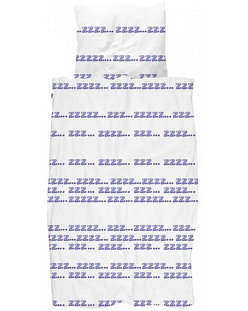 Snurk Bedding Set Duvet Cover and Pillowcase, Zzz - Single Bed 140 x 200/220 cm - 100% Cotton Duvet Sets