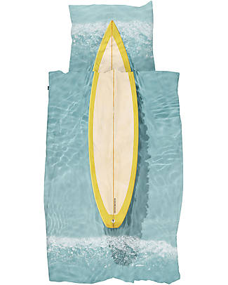 Snurk Duvet Cover and Pillowcase Set - Surfer - Single Bed - 140 x 200/220 cm - 100% Cotton Duvet Sets