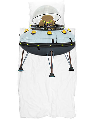 Snurk Duvet Cover and Pillowcase Set - Ufo - Single Bed 140 x 200/220 - 100% Cotton Duvet Sets