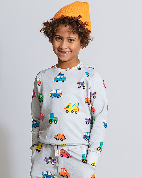 Snurk Long Sleeved Sweater, Clay Cars - Organic Cotton Sweatshirts