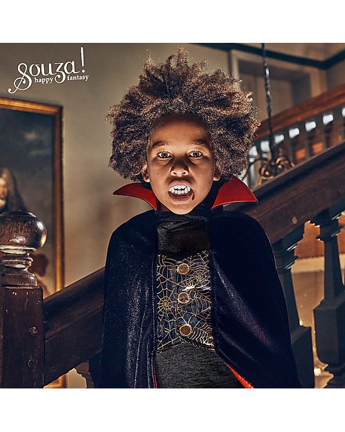 Souza! Dracula Cape Costume - Black - Teeth Included Dressing Up & Role Play