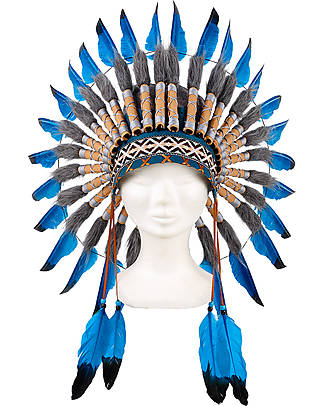 Souza! Navanjo headdress for Indian Costume - blue - 100% Feathers Dressing Up & Role Play