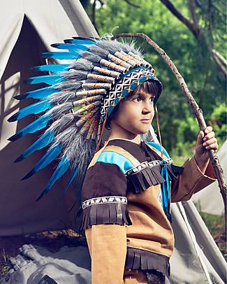 Souza! Navanjo headdress for Indian Costume - blue - 100% Feathers Dressing Up & Role Play