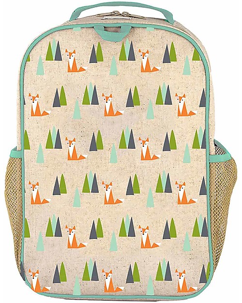 SoYoung Raw Linen Grade School Backpack, Olive Fox - Machine washable! Backpack