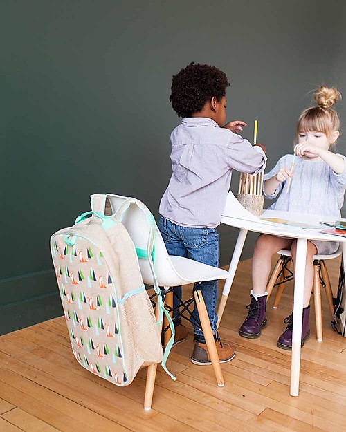 SoYoung Raw Linen Grade School Backpack, Olive Fox - Machine washable! Backpack