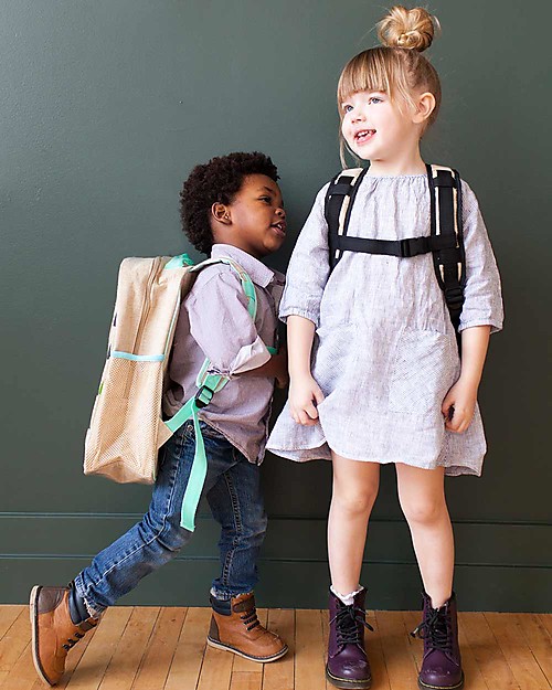 SoYoung Raw Linen Grade School Backpack, Olive Fox - Machine washable! Backpack