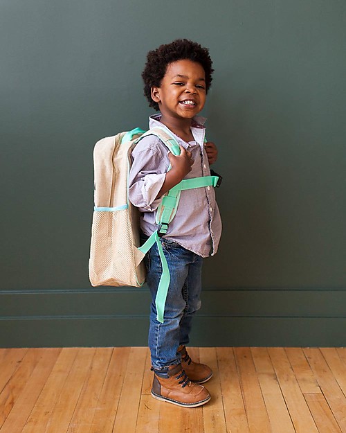 SoYoung Raw Linen Grade School Backpack, Olive Fox - Machine washable! Backpack