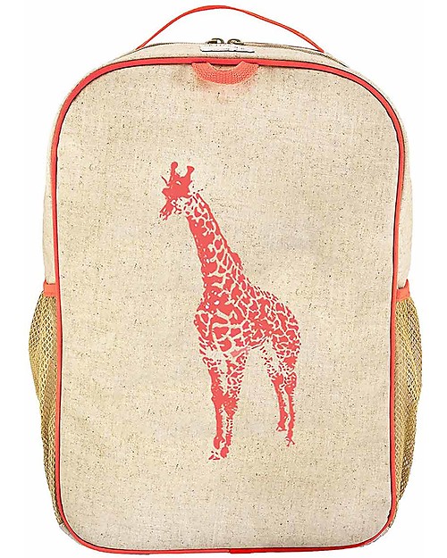 SoYoung Raw Linen Grade School Backpack Orange Giraffe Machine washable unisex bambini