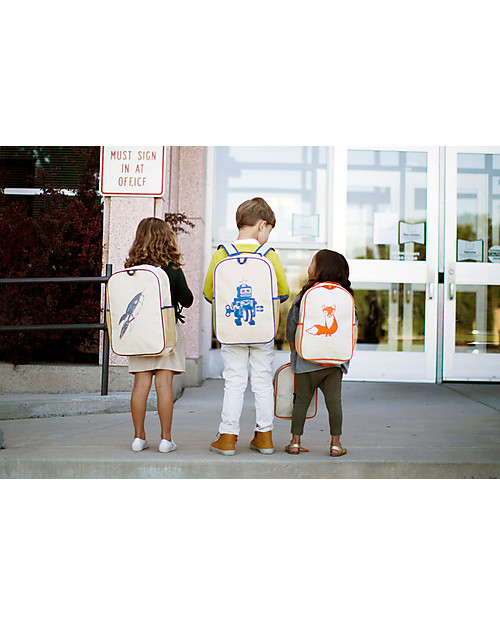 SoYoung Raw Linen Toddler Backpack, Orange Fox - Machine washable! Backpack