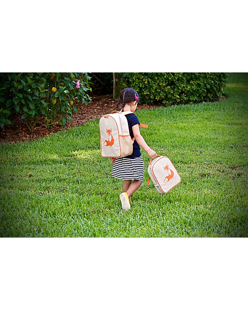 SoYoung Raw Linen Toddler Backpack, Orange Fox - Machine washable! Backpack