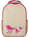 SoYoung Raw Linen Toddler Backpack, Pink Birds - Machine washable! Kindergarten Backpacks