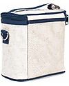 SoYoung Small Raw Linen Cooler Bag, Blue Bicycle - Insulated, machine washable! Kindergarten Backpacks