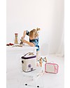 SoYoung Small Raw Linen Cooler Bag, Blue Dino - Insulated, machine washable! Kindergarten Backpacks