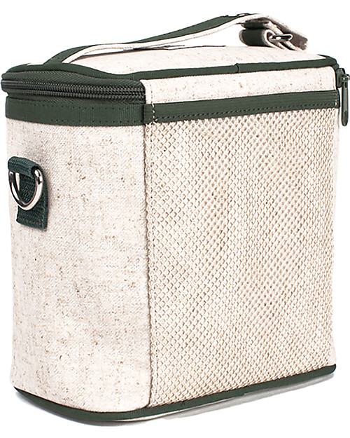 SoYoung Small Raw Linen Cooler Bag, Grey Robot - Insulated, machine washable! Kindergarten Backpacks