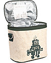 SoYoung Small Raw Linen Cooler Bag, Grey Robot - Insulated, machine washable! Kindergarten Backpacks