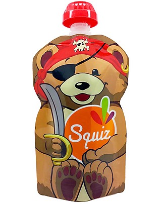 Squiz Eco-friendly Reusable Food Pouch - Pirate Bear - 130 ml Reusable Pouch