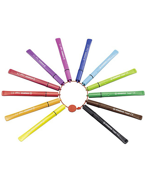 Stabilo Cappi Markers - Never Lose the Cap Again, case of 12 Draw And Color