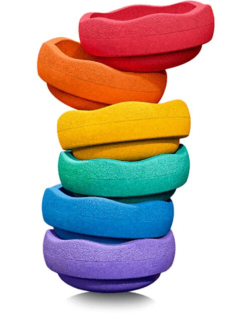 Stapelstein 6-Piece Mini Stacking Set - Rainbow Set - Classic - Perfect for Balance Games Balance Toys_
