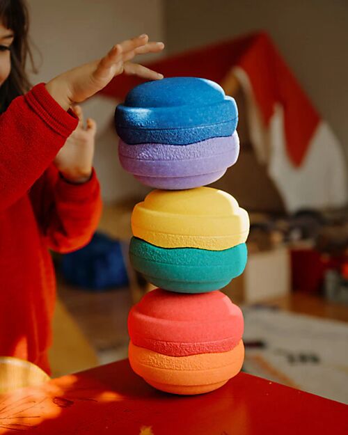 Stapelstein 6-Piece Mini Stacking Set - Rainbow Set - Classic - Perfect for Balance Games Balance Toys_