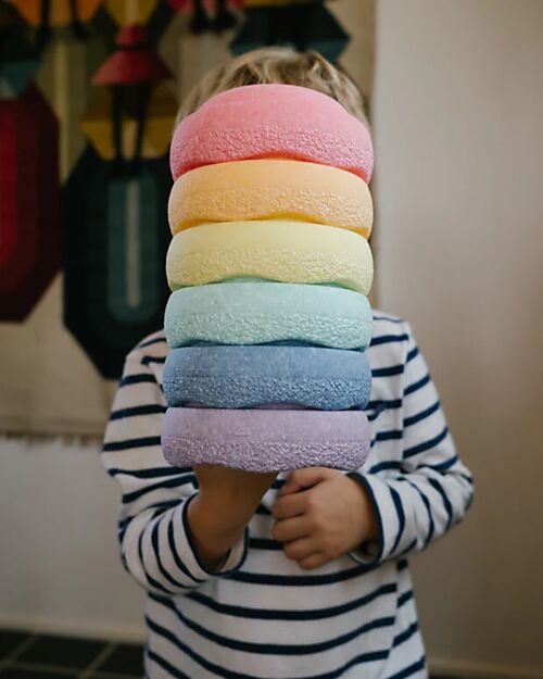 Stapelstein 6-Piece Mini Stacking Set - Rainbow Set - Pastel - Perfect for Balance Games Balance Toys_