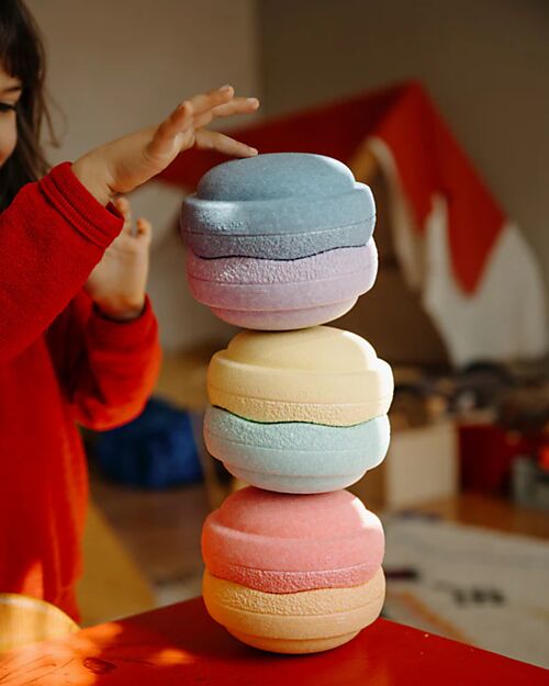 Stapelstein 6-Piece Mini Stacking Set - Rainbow Set - Pastel - Perfect for Balance Games Balance Toys_