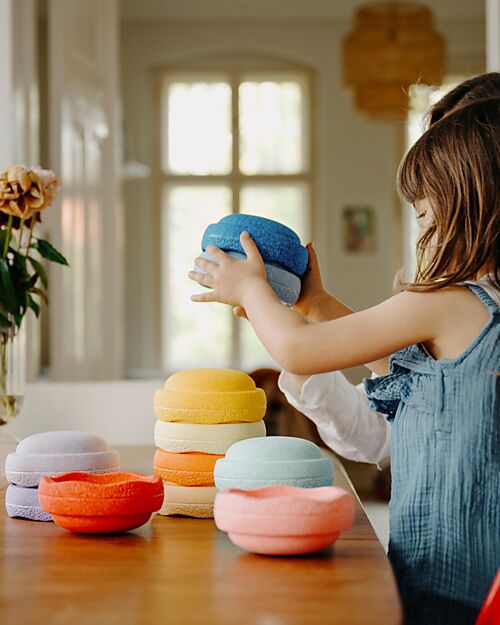 Stapelstein 6-Piece Mini Stacking Set - Rainbow Set - Pastel - Perfect for Balance Games Balance Toys_