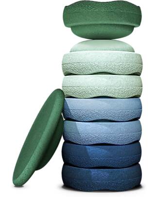 Stapelstein 8-Piece Standard Set - Waters & Greens - Sustainable Material Balance Toys_