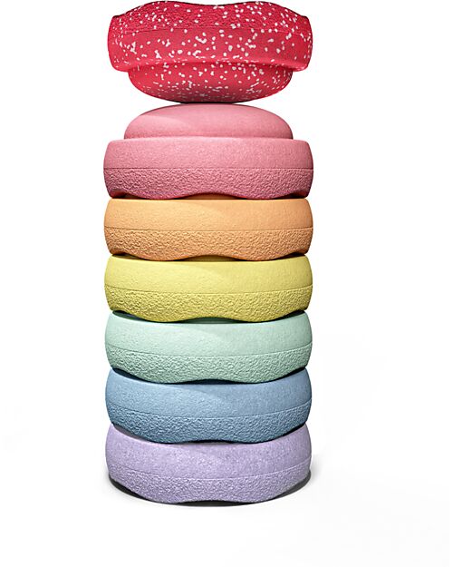 Stapelstein Mini Set of 6 Stackable Elements - Rainbow Set - Pastel - Blush Ideal for Balance Exercises Balance Toys_