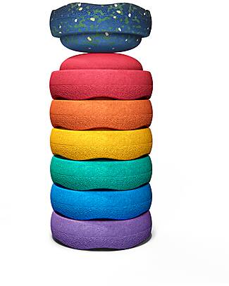Stapelstein Mini Set of 7 Stackable Elements - Spring Special - Rainbow Classic - Ideal for Balance Exercises Balance Toys_