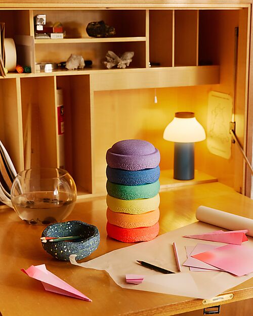 Stapelstein Mini Set of 7 Stackable Elements - Spring Special - Rainbow Classic - Ideal for Balance Exercises Balance Toys_