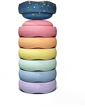 Stapelstein Mini Set of 7 Stackable Elements - Spring Special - Rainbow Pastel - Ideal for Balance Exercises Balance Toys_