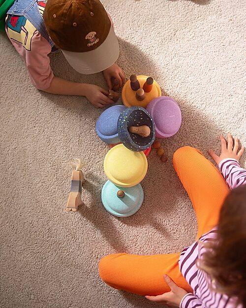 Stapelstein Mini Set of 7 Stackable Elements - Spring Special - Rainbow Pastel - Ideal for Balance Exercises Balance Toys_