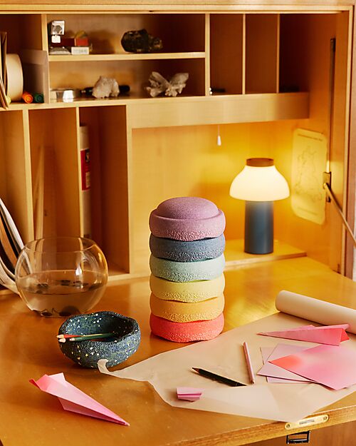 Stapelstein Mini Set of 7 Stackable Elements - Spring Special - Rainbow Pastel - Ideal for Balance Exercises Balance Toys_