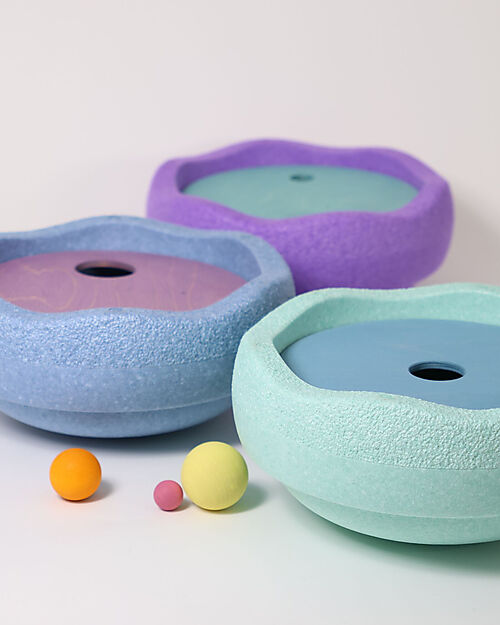 Stapelstein Original Cool Pastel + Rolling Discs Set - Cool Pastel Balance Toys_