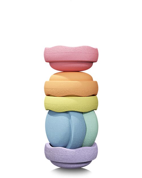 Stapelstein Original Rainbow Pastel - Recyclable Polypropylene - Ideal for balance exercises! Balance Toys_